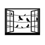 Wallity Birds in Front Of The Window - 1 Escultura de pared de metal negra